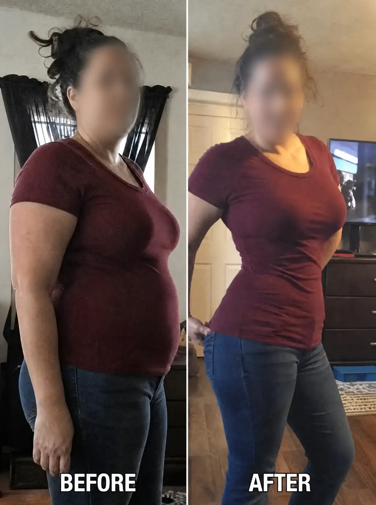 Before and after wearing the Seralie WaistSnatch™